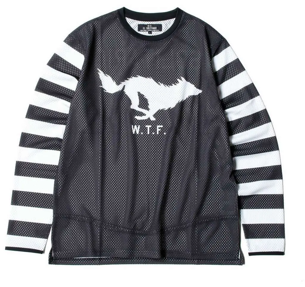 Wolf Mesh Jersey Motorcycle Long Sleeve Tee Blue Breathable Wolf Silhouette for Biker & Streetwear Moto 2026 New