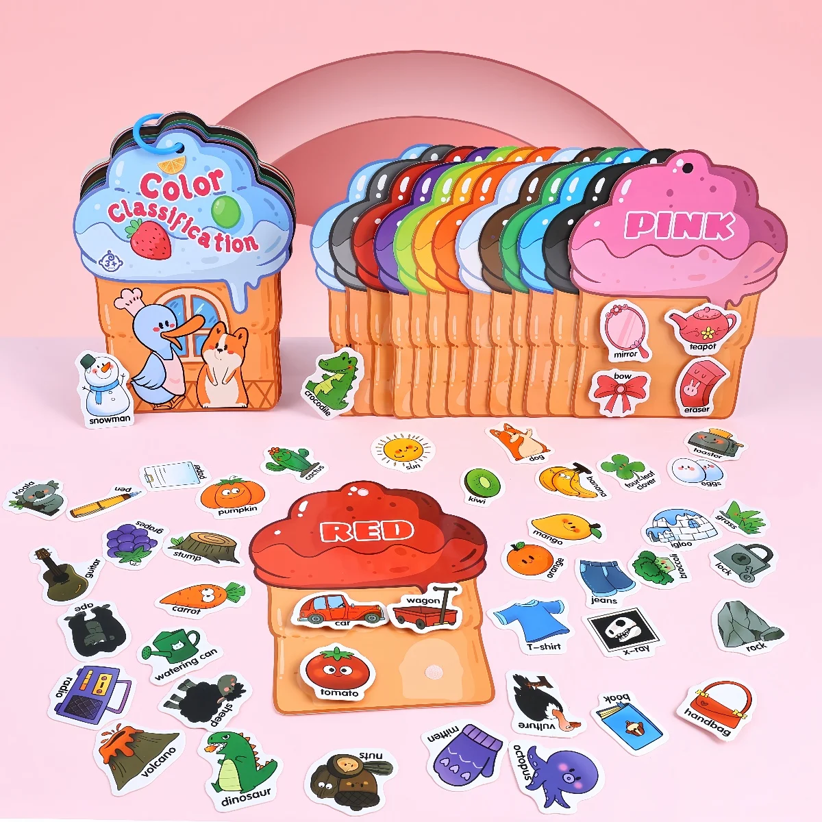 لون شكل كلمة استكشاف كتاب مشغول الأطفال للطي كتاب رقمي متعة الاطفال التنوير التعرف على الألوان الحسية اللعب #3