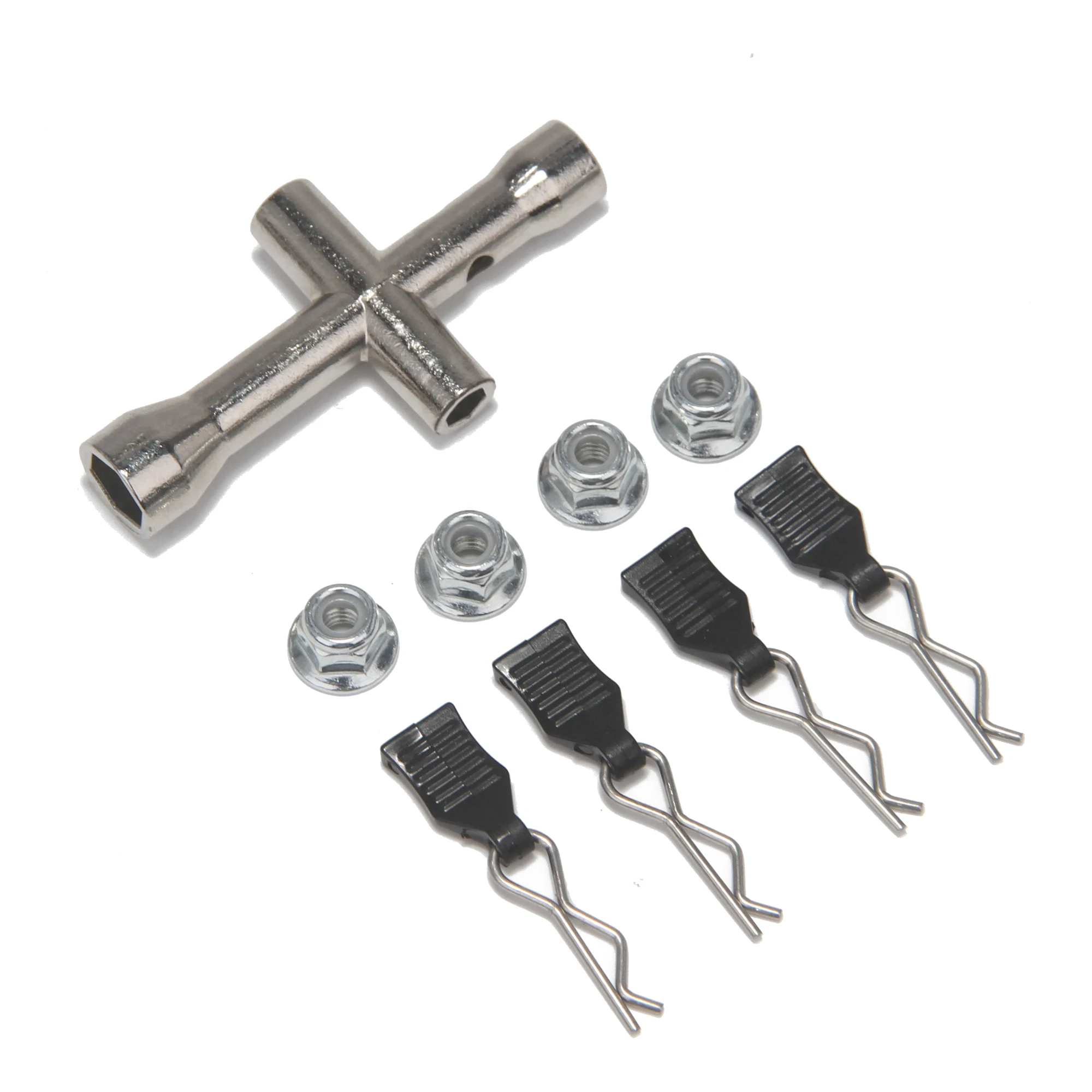 Juego de herramientas RC, llave, manga Hexagonal, hebilla de carcasa, pines R, tuercas M4 de 1,0mm para coche de deriva RC, camión sobre orugas, piezas de Metal MJX Wltoys