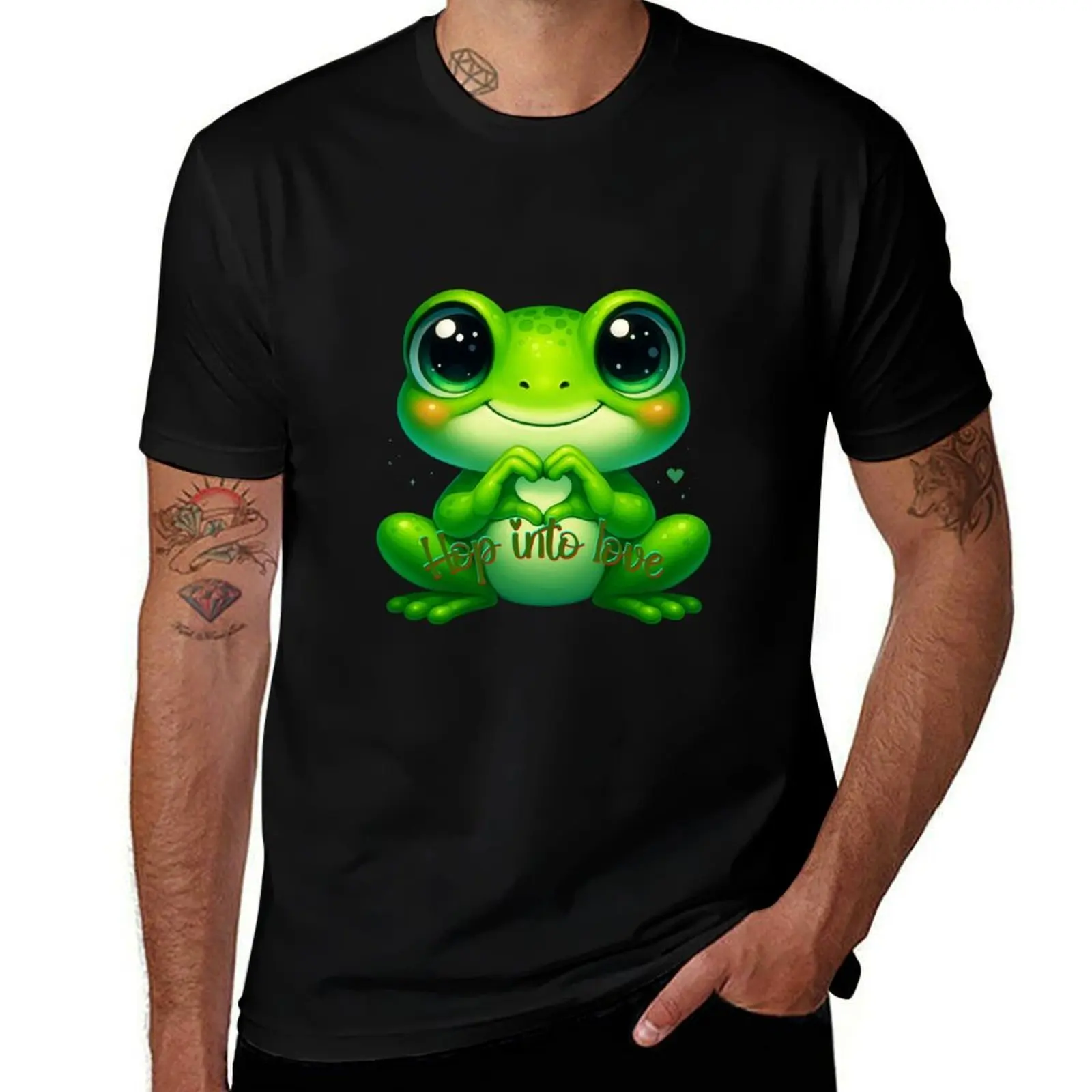 

Hop into Love – Cute Frog Heart Vibes T-Shirt gifts for boyfriend for a boy plus sizes shirts graphic mens plain t shirts