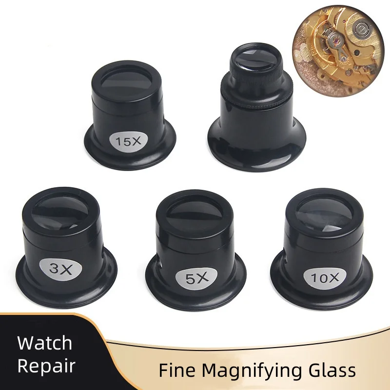 

Watch Repair Magnifying Glass with Glass Lenses (3/5/10/15/20x) 4-in-1 Magnifier & Eyeglass Clip-on Watch Repair Tool