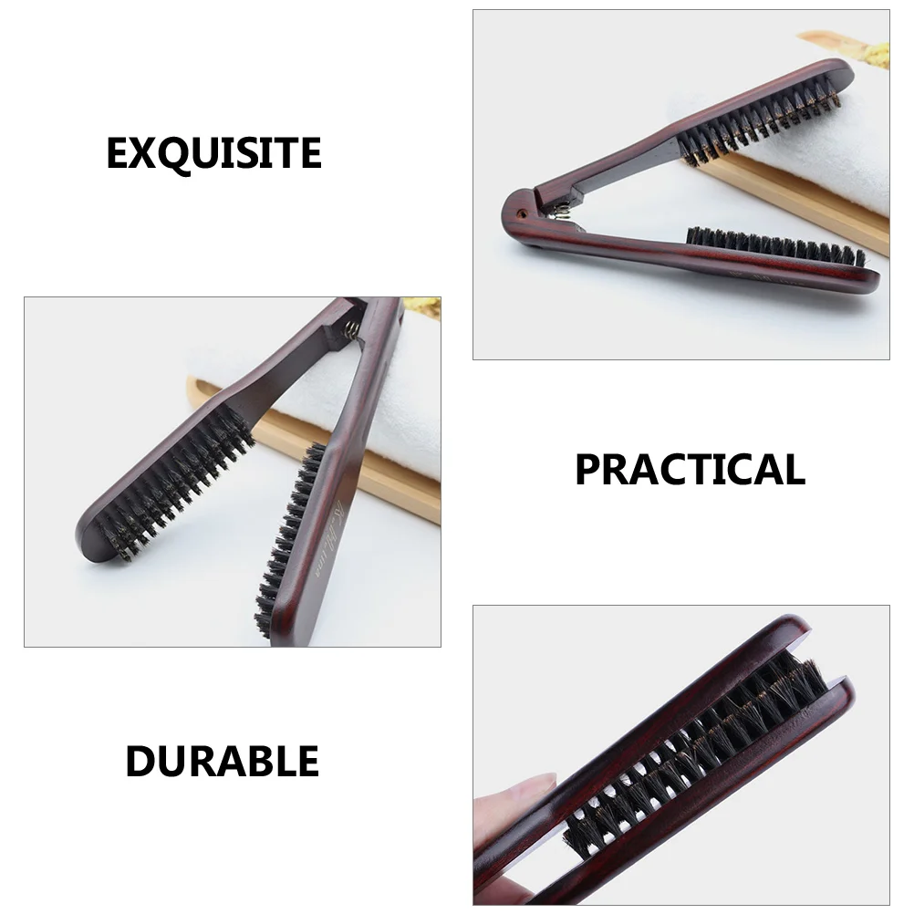 

Anti-static Comb Bristle Brush for Hair Straightening Double Sided Clamp Wood Straightener Tool V-Shaped Foldable Salon