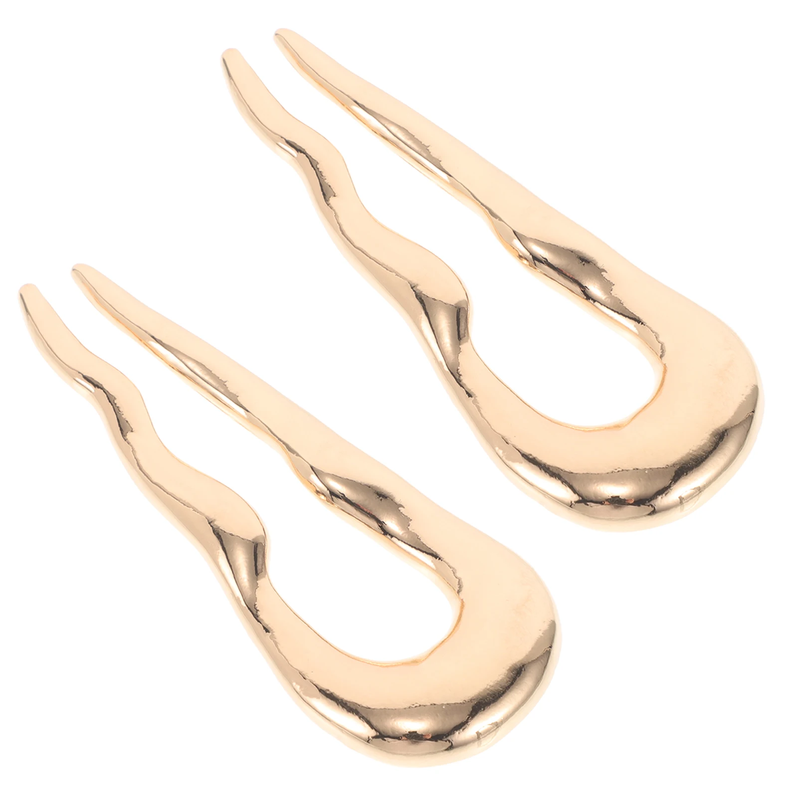 

2Pcs French Twist Hair Fork Medium U Shape Wavy Metal Pins for Updo Spiral Bun Hair Styling Accessories Cute Bobby Pins