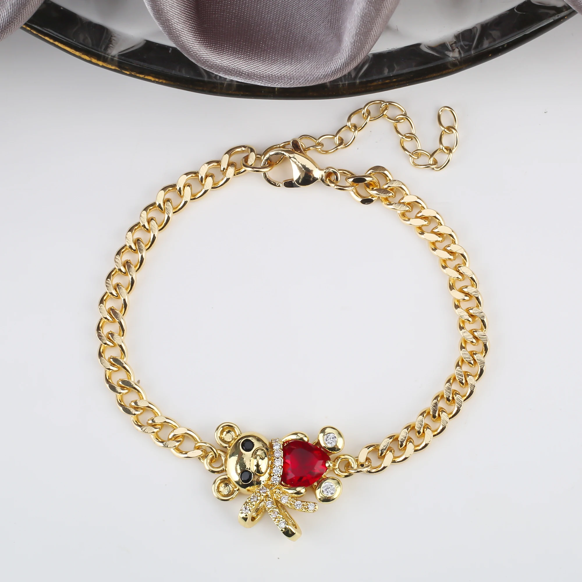 New Design Cute Animal Cubic Zirconia Bow Bear Adjustable Bracelet Fashion For Woman Wedding Jewelry Gift Accessories Wholesale