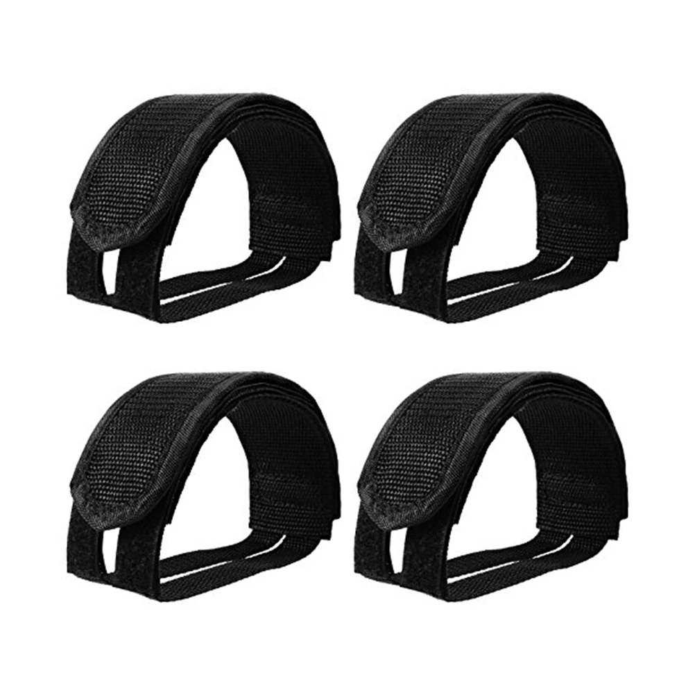 

6 Pcs Lightweight Adjustable Bike Toe Straps Double Sided Tape For Secure Fit Fixed Gear Bicycles Black
