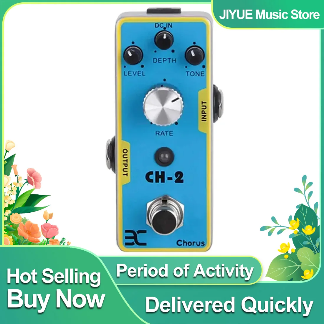 eno-tc51-コーラス-ch-2-エレキギターエフェクトペダルレイヤードコーラスエフェクトトゥルーバイパスペダル調整可能なノブギターアクセサリー