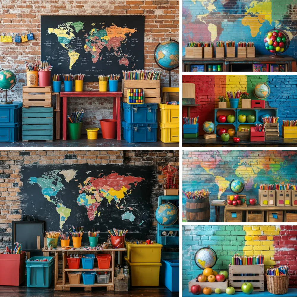 Back To School Photography Background Classroom Blackboard Bookshelf Child Birthday Party Portrait Decor Backdrop Photo Studio
