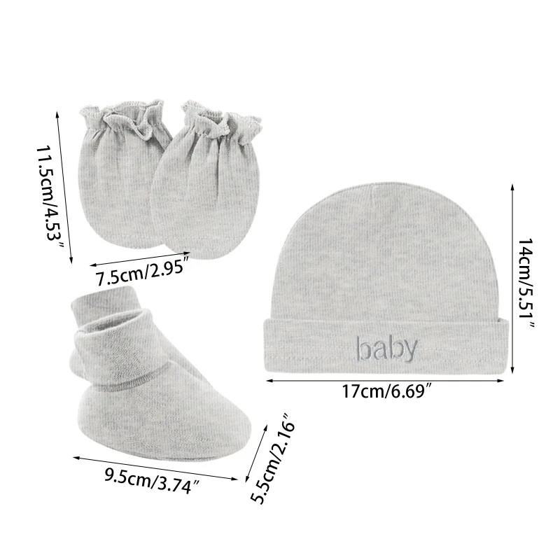 Baby Newborn Cotton Hat Gloves Foot Cover Set Newborn Single Layer Kit for Baby Girls Boys Birth Keeping Warm Clothes P31B