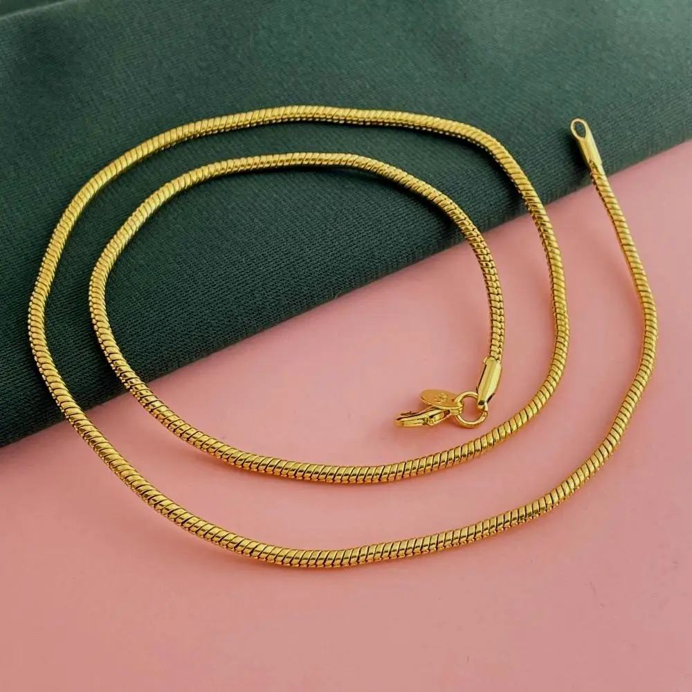 Andara Luxury 925 Sterling Silver Gold Plated 3mm Snake Bone Necklace, Unisex Engagement Accessories Jewelry 40-60cm