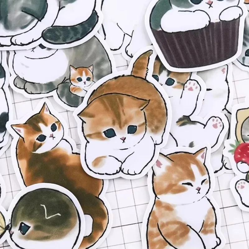 35pcs Cute Hand-painted Cat Friend Fashion Autumn And Winter Clothing Colorful Decoration Sticker To Diy Ablum Diary Stickers
