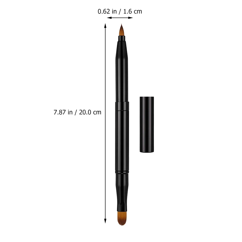 2-teiliger doppelköpfiger Make-up-Pinsel, einziehbares Dual-Purpose-Lippen-Eyeliner-Werkzeug, glatter Griff für den täglichen, professionellen Einsatz, tragbar