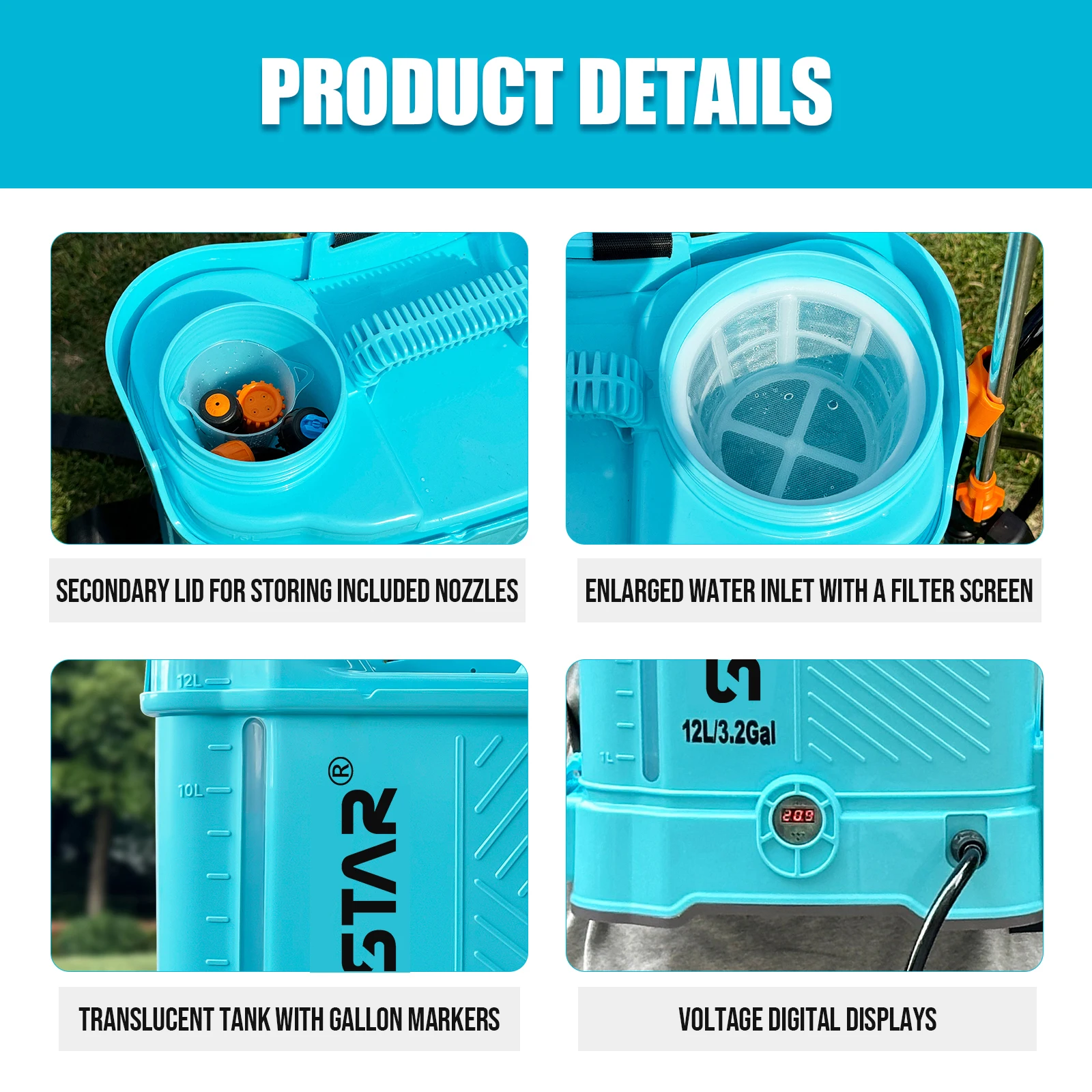 4 Gallon Battery Powered Backpack Sprayer,100 PSI Adjustable Pressure Sprayer Compatible with Makita 18V Battery