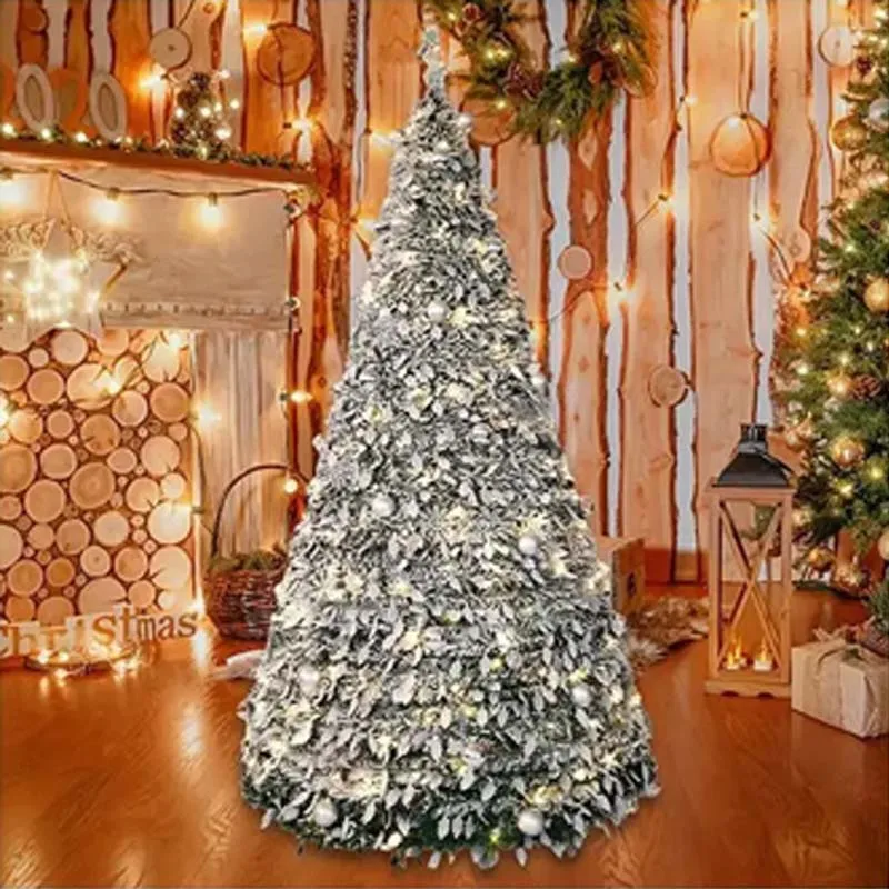 150/180/210CM Foldable Christmas Tree with Decorative Lights PVC Material for Dining Rooms Christmas gifts