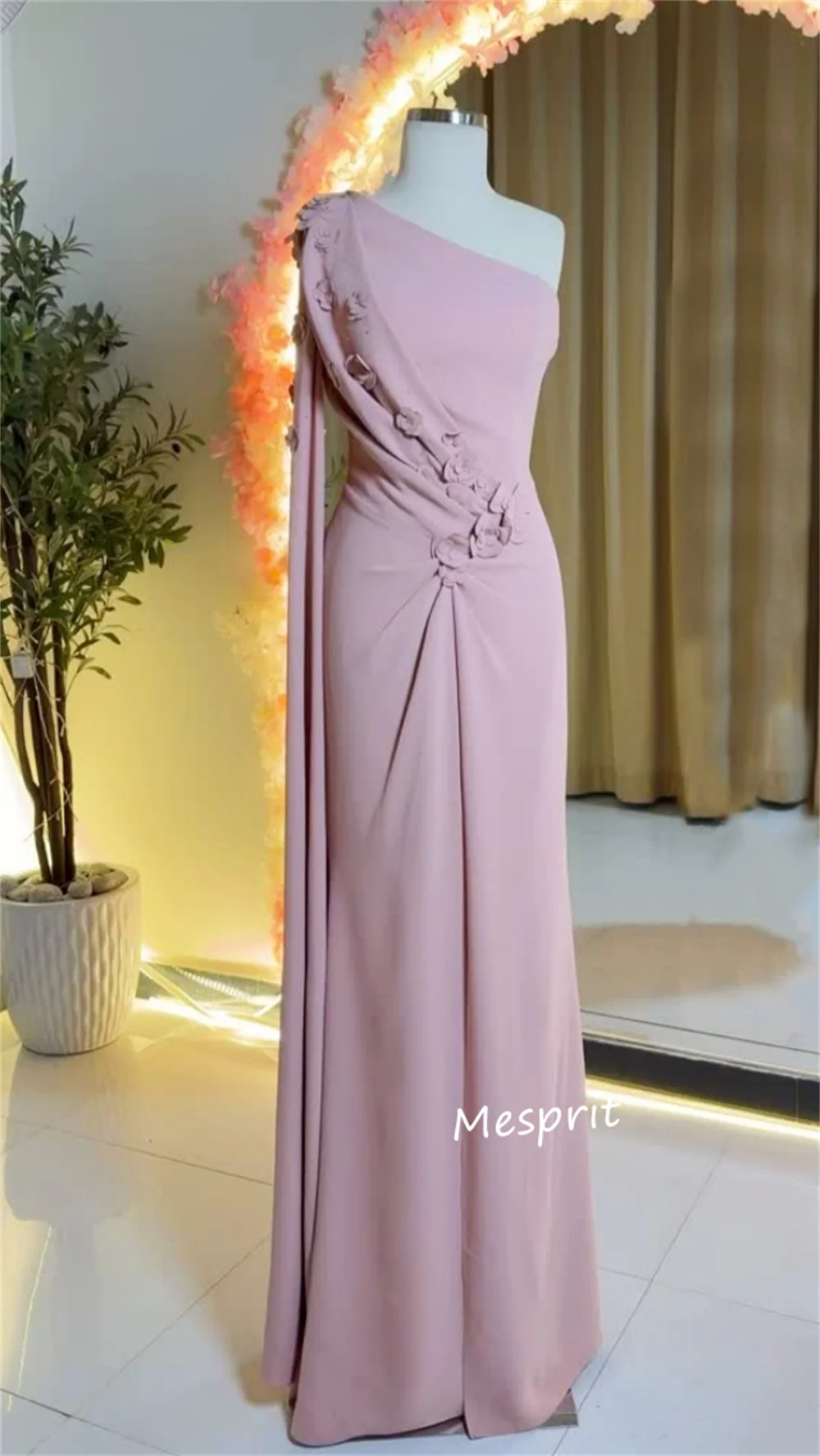 تخصيص جيرسي زين الديكور واحد الكتف ألف خط فساتين طويلة مخصصة مناسبة حفلة موسيقية مطابقة رسمية رائعة