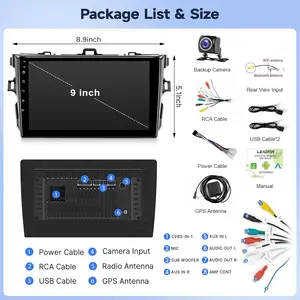 9 Polegada sem fio rádio do carro estéreo hd tela de toque leitor de vídeo do carro para toyota corolla 2008-2012 com câmera traseira gps wifi 2g + 32g 10 principais vendas central multimidia corolla 2011 - №9