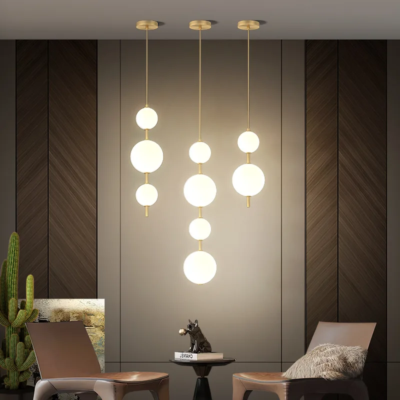 All-copper Nordic bedside chandelier creative modern simple study master bedroom dining room living room background wall