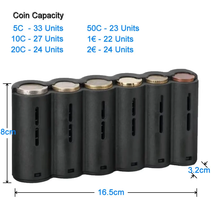 6 Slots Euro Coin Dispenser Japan Saudi Coin Holder Sorter Collector Waiter Cashier Driver Small Change Money Storage Safe Box