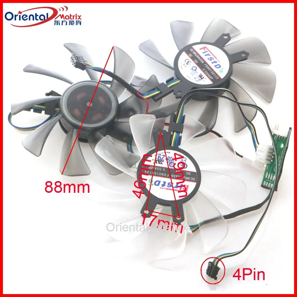 3pcs/Lot FD9015U12S 88mm 12V 0.55AMP 4Pin For Gainward RTX2080 G RTX2080Ti Graphics Card Cooler Cooling Fan