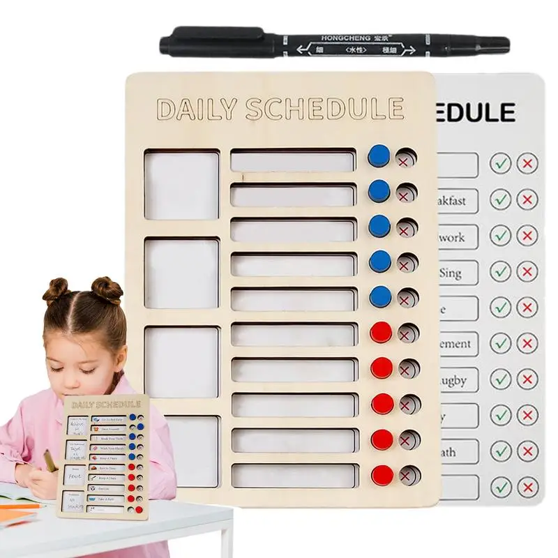 Routine Chart Planning Boards Planning Chart For Children's Daily Goals Wooden Material Daily Checklist Board For Work Area RV