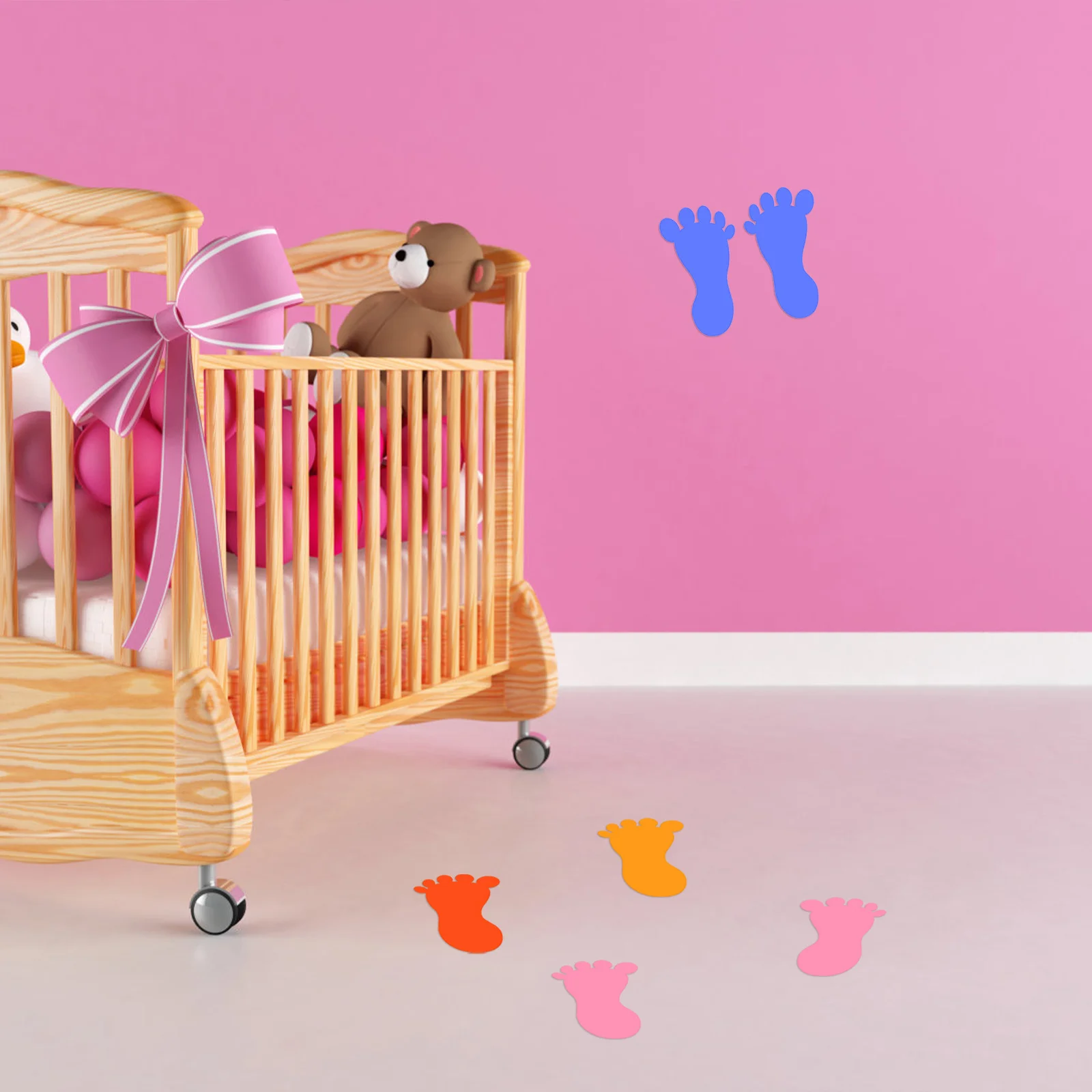 

10Pairs Footprint Stickers PVC Kids Footprint Decals Mixed Colors Safe Practical Easy Apply Kindergarten Floor Decals