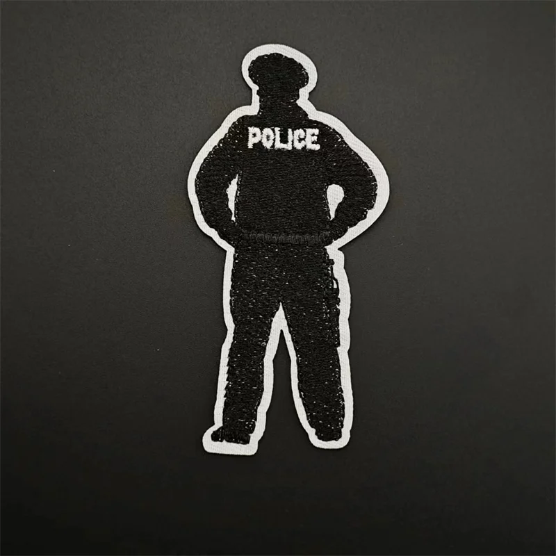 1Set Embroidered Letter Patch Police Series DIY Clothing Iron-On Appliques for T-Shirts Jeans Masks Backpacks Hats