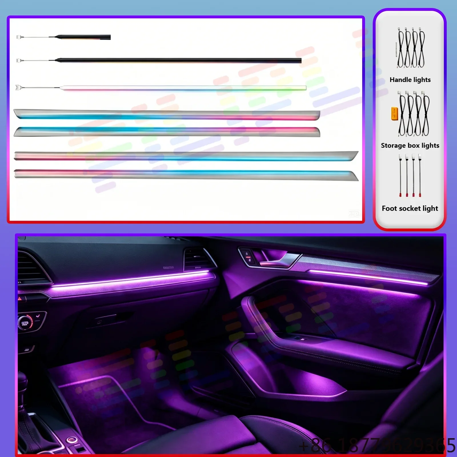 Dashboard Decorative Air Vent Ambient Light LED Atmosphere Lamp Illuminated Strips Sedan Fitment