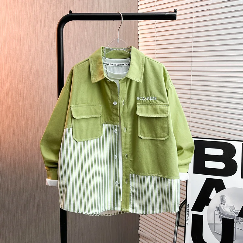Long-sleeved Shirt Spring Autumn New Boys Grils Children Cotton Fashionable Comfortable All-matching Korean Loose Casual