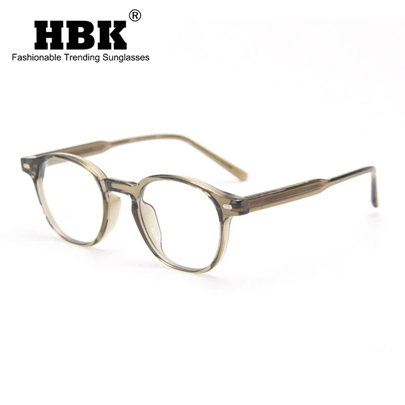 HBK Retro Oval Optical Glasses Frame Men TR-90 Glasses Frames Flat Women Light High-Quality Reading Computer Eyewear