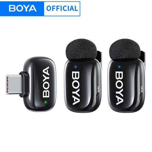 BOYA BOYA Mini micrófono Lavalier inalámbrico para iPhone 15/16 teléfono Android dispositivos USB-C para transmisión en vivo grabación de vídeo Vlog