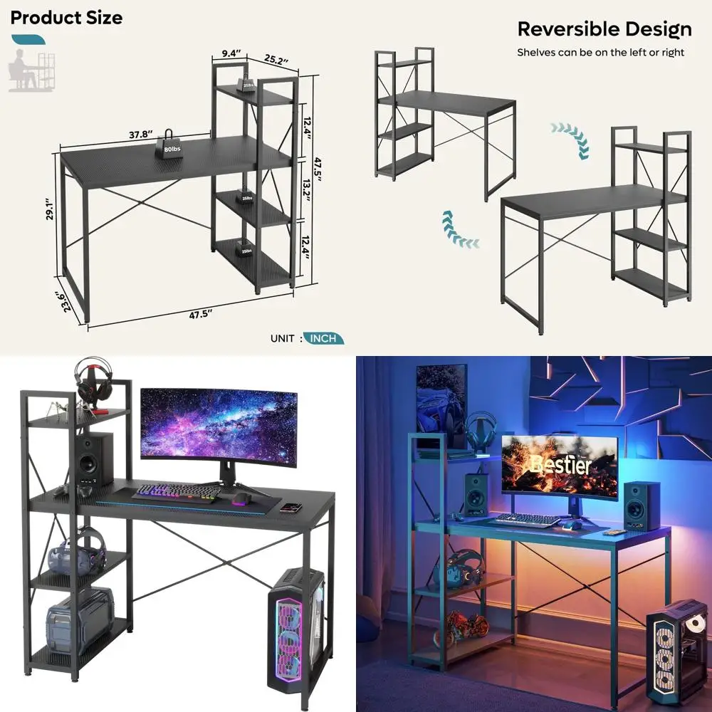 

Компактный стол для домашнего офиса 47, с книжной полкой для учебы и работы — достатое пространство для ног, простая сборка