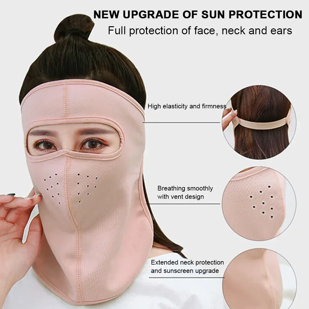 Máscara de ciclismo con protección solar de verano de seda de hielo, bufanda facial transpirable Anti-UV, casco para deportes al aire libre para ciclismo y correr