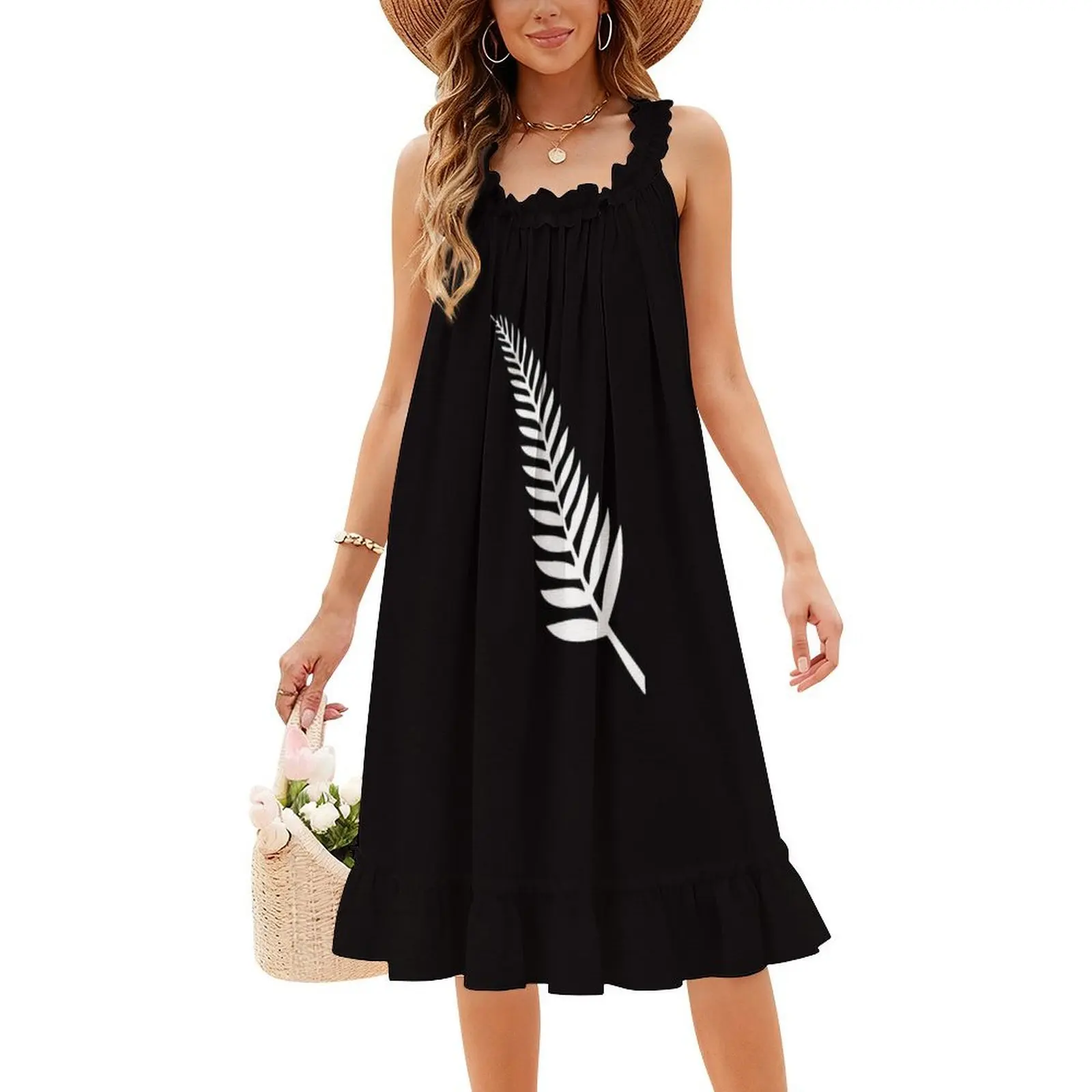 فستان سيلفر فرن نيوزيلندا بوهيمي بدون أكمام متعدد الطباعة فستان حفلات عطلة الشاطئ نيوزيلندا كيوي فضي فرن Nz Maori #4