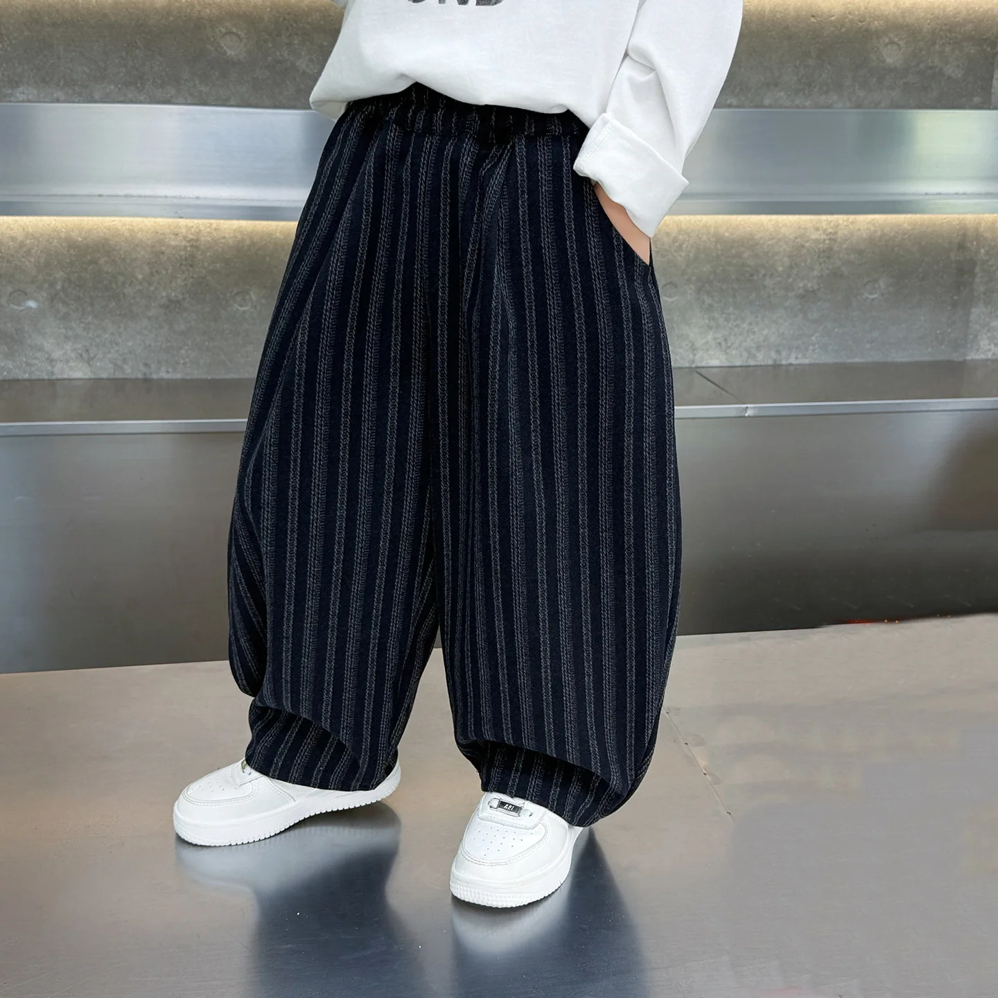 Spring Autumn Boys Striped Pants Comfortable Loose Teen Pants Kids Trousers Children all match casual Pants 2-13 Years