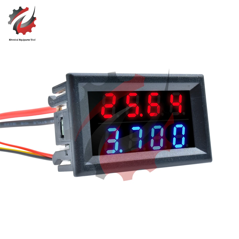 0.28 Inch Dc 0-100V 10A Mini Digitale Voltmeter Amperemeter 4 Bit 5 Draden Voltage Current Meter Tester blauw Rood Dual Led Display