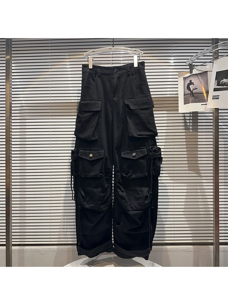 

Women Japanese Dark Academia Parachute Pants 2000s Multi-Pocket Cargo Pants Baggy Pantalones Long Trousers Loose Trashy Y2k Punk