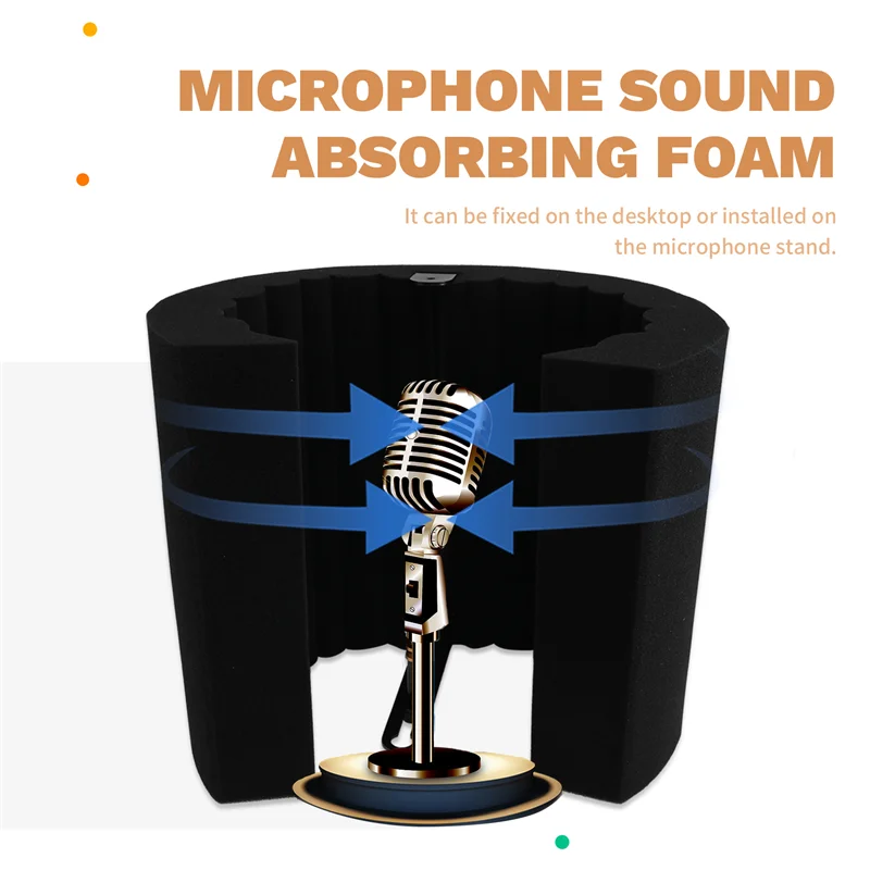 A52T Microphone Isolation Shield Studio Recording Mic Filter Mic Sponge Soundproof Shield