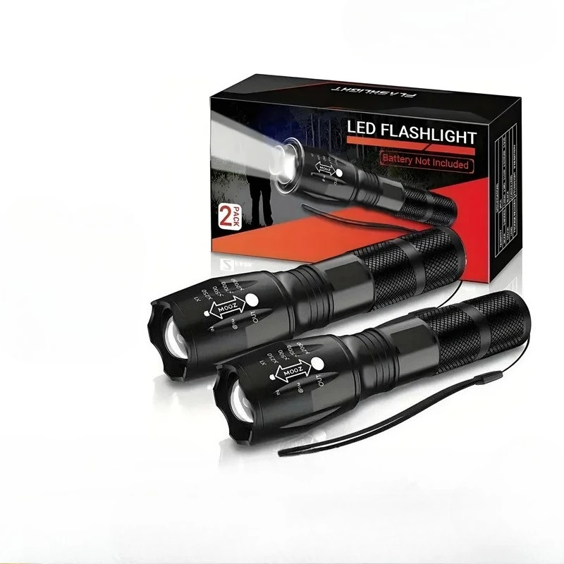 High Power LED Flashlight Zoomable Aluminum Camping Torch Waterproof Uses 3 AAA Batteries Outdoor Activities No Battery