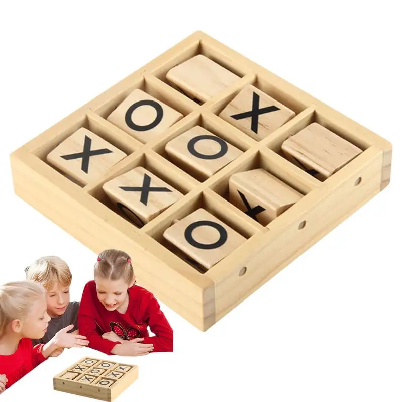 Wooden Tac Toe Games Family Game Wooden Tac Toe Board Party Favors Travel Toys Educational Play for Indoor Outdoor Enjoyment