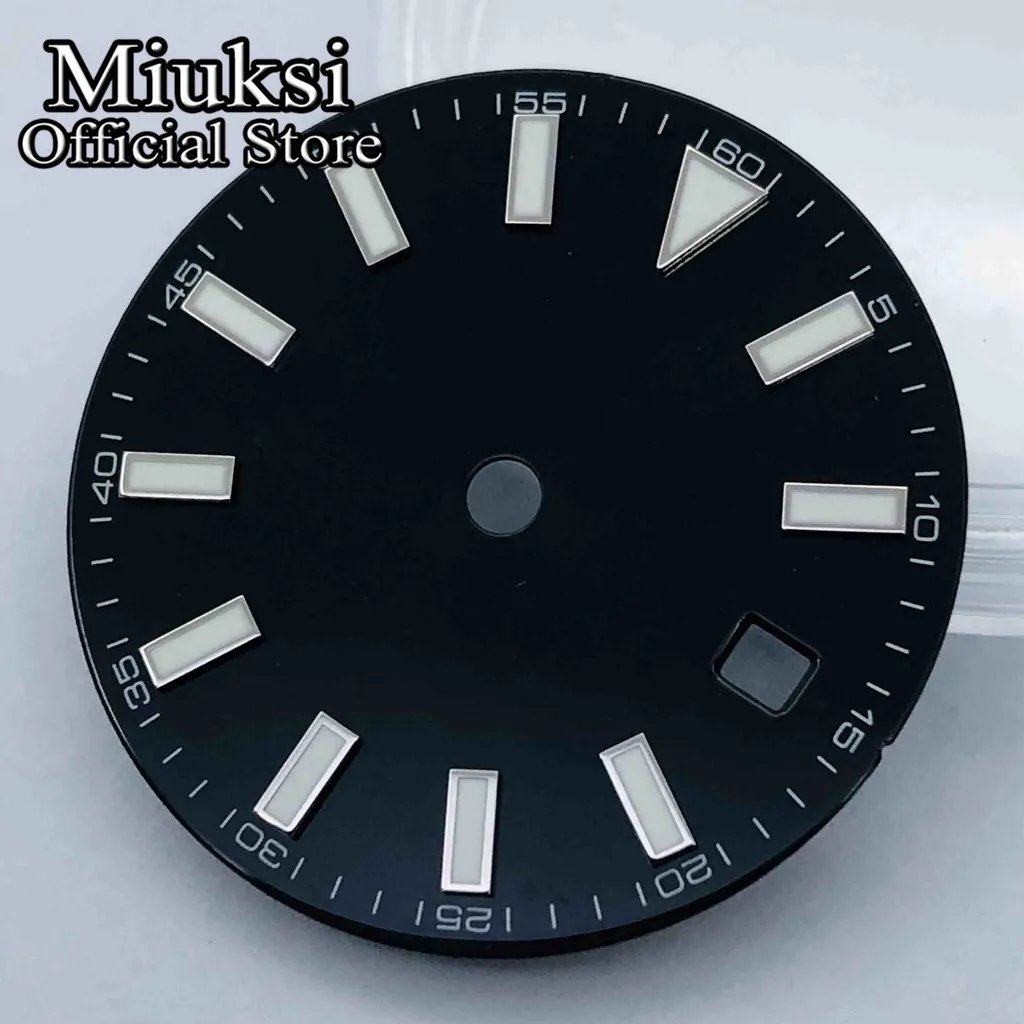 Miuksi 29.2mm black blue silver sterile watch dial duminous fit NH35 ETA2824 2836 Miyota8205 8215 Mingzhu DG2813 3804 movmemt