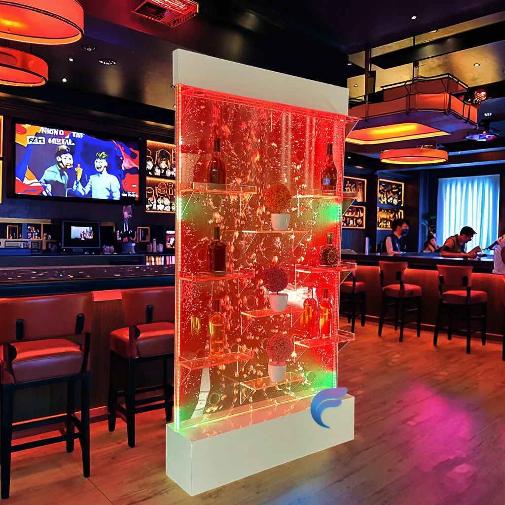 

Customization.Indoor Floor Standing Bubble Wall Changing Led Light Acrylic Wall Partition Room Divider Home Decor Fountain