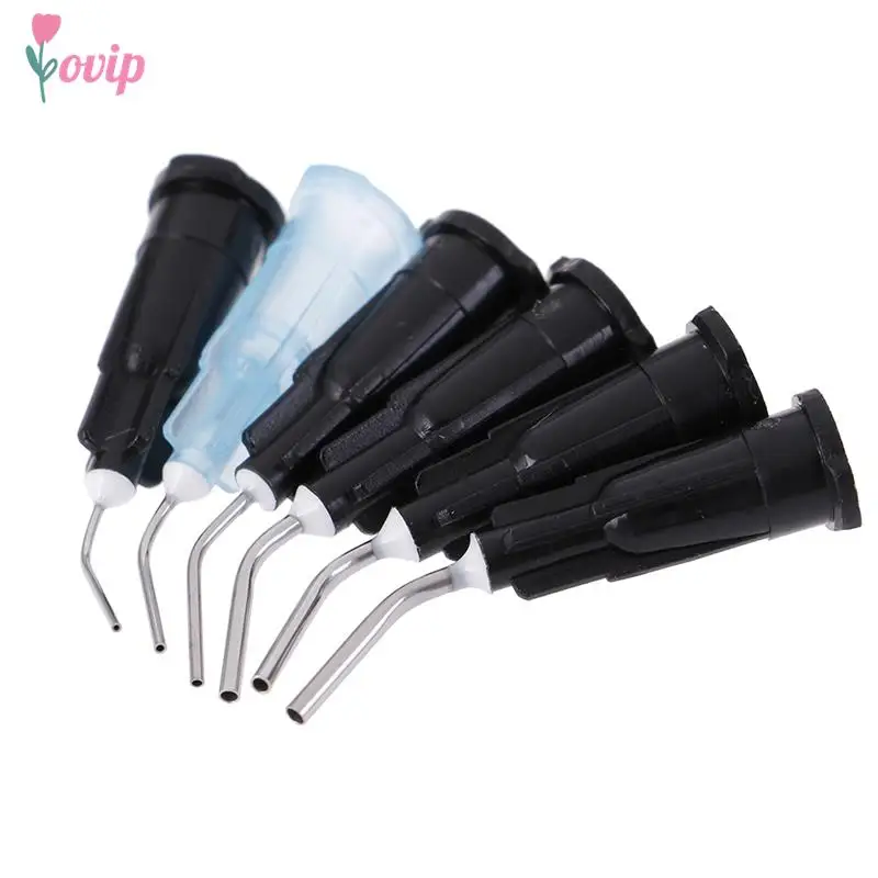 100pcs Irrigation Bent Needle Tips Dental Flow Sealant Etchant Composite Resin Acid Reagent Delievery Syringe Tips Equipment