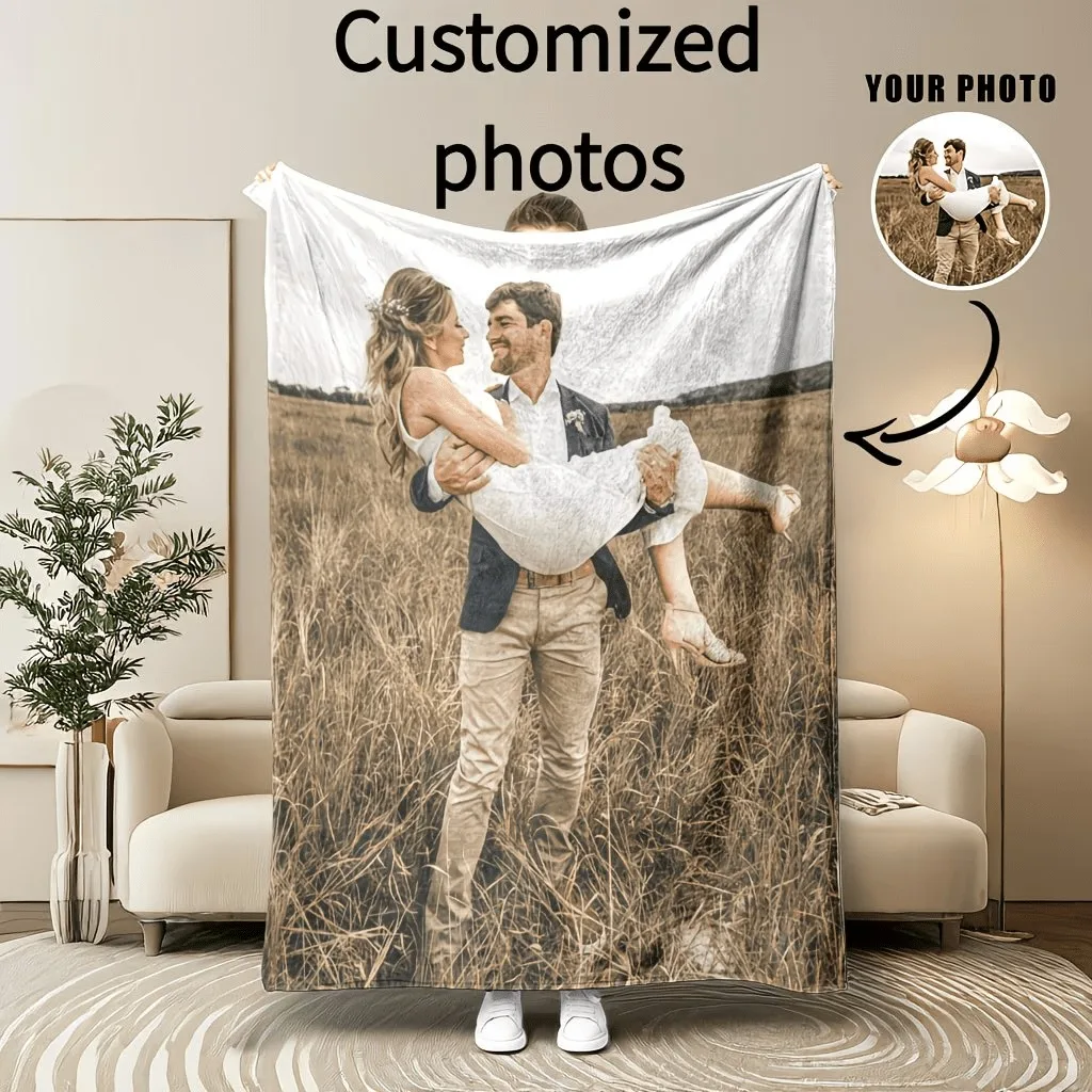 1Pc Customizable Pet and Character Image Blanket, Bed Blanket, Shawl Blanket, Soft and Skin Friendly Casual Sofa Blanket