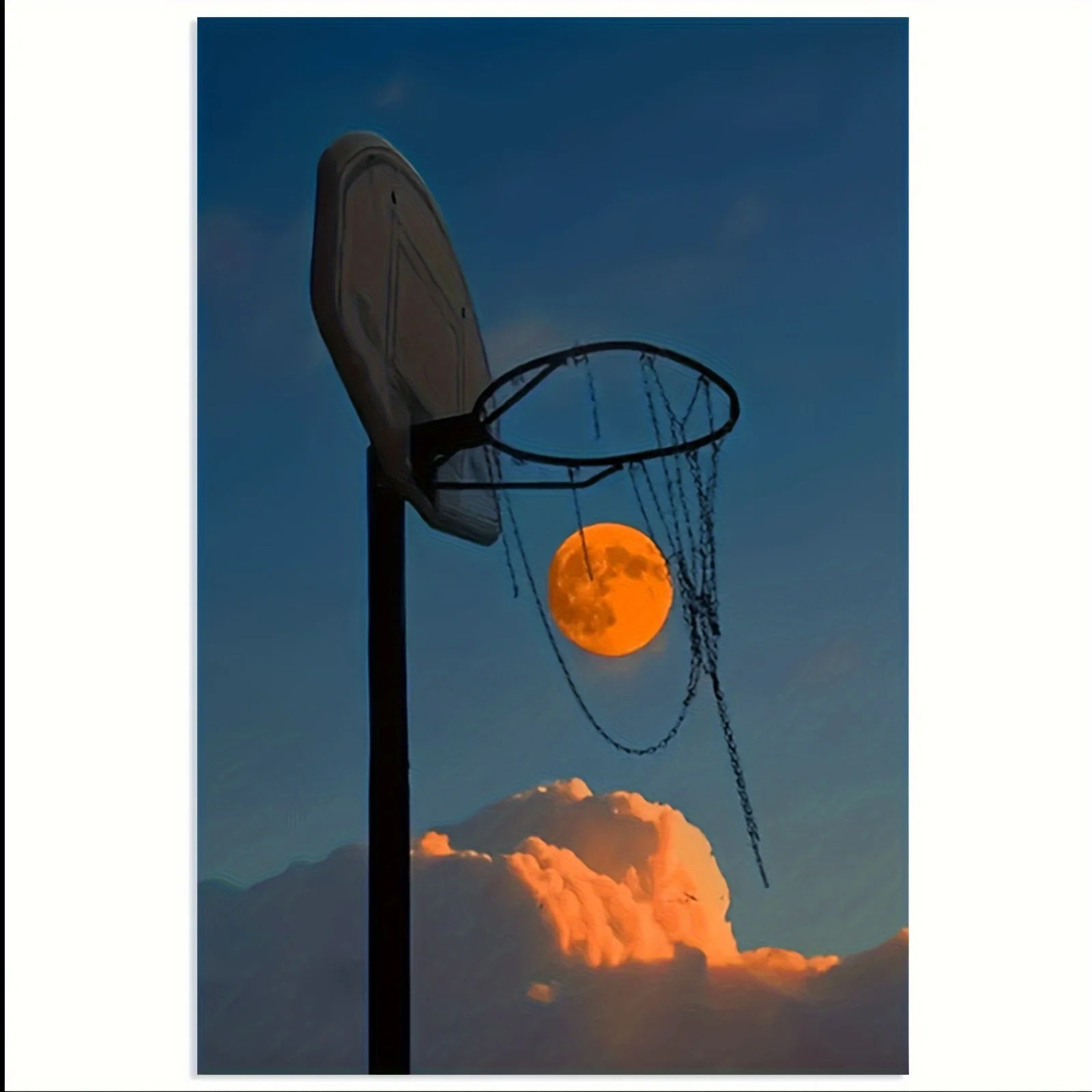 1pc Frameless Classic Basketball Hoop Canvas Poster Print - 12x18 Inch Wall Art for Living Room, Office, Dining Area