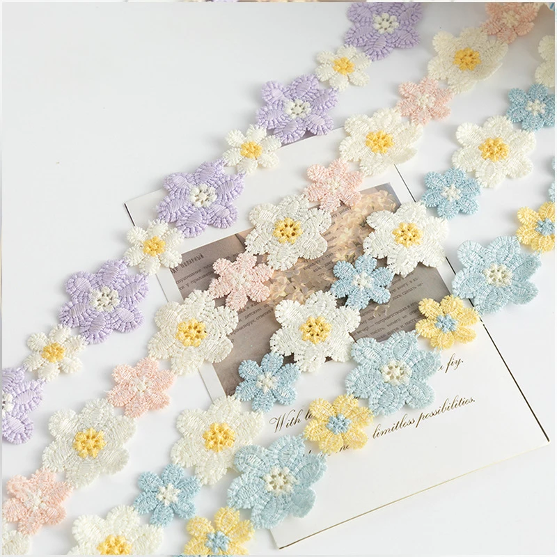 Dopamine Small Daisy Flower Edge Embroidery Flower Lace Diy Bow Gift Decoration Accessories Home Fabric Ribbon 3 cm * 3 yards