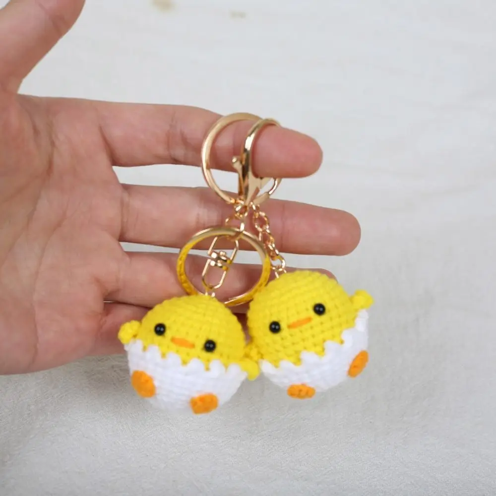 Funny Mini Size Crochet Chick Keychain Handmade Soft Material Mini Animal Charm Crochet Yellow Cute Gift Giving