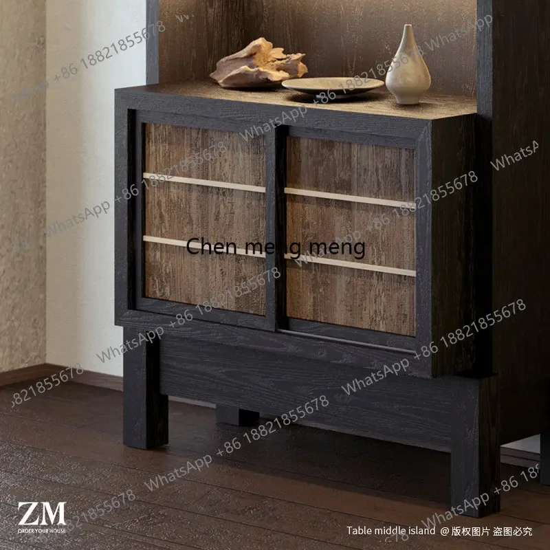 D80 Wabi Sa windshield display cabinet Cafe wall cabinet merchandise ceramic agarwood display cabinet