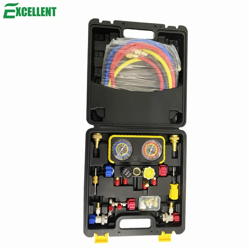 High Quality Car Auto A/C Diagnostic 4 Way Manifold Gauge Set For R404A R1234yf HVAC