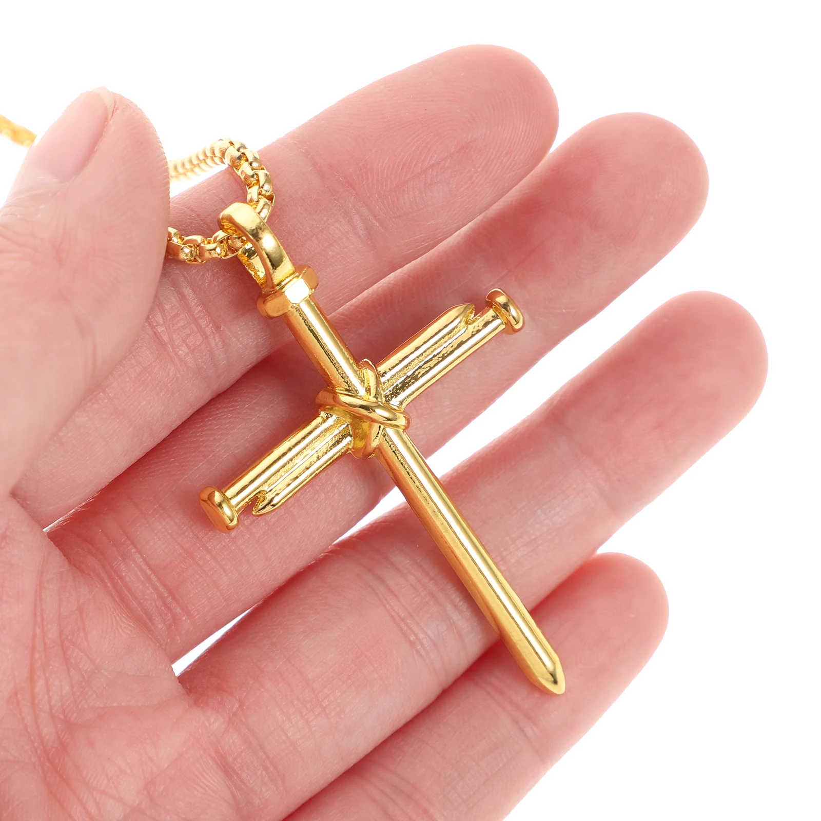 

1Pc Man Cross Shape Alloy Necklace Mens Cool Hip Hop Choker Stylish Neck Jewelry Pendant