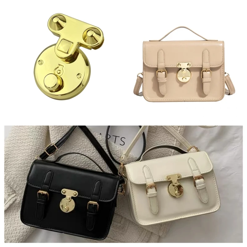 Turn Clasp Lock Zinc Alloy Bags Hardware DIY Bag Accessories Custom Light Gold Buckle for Handbags