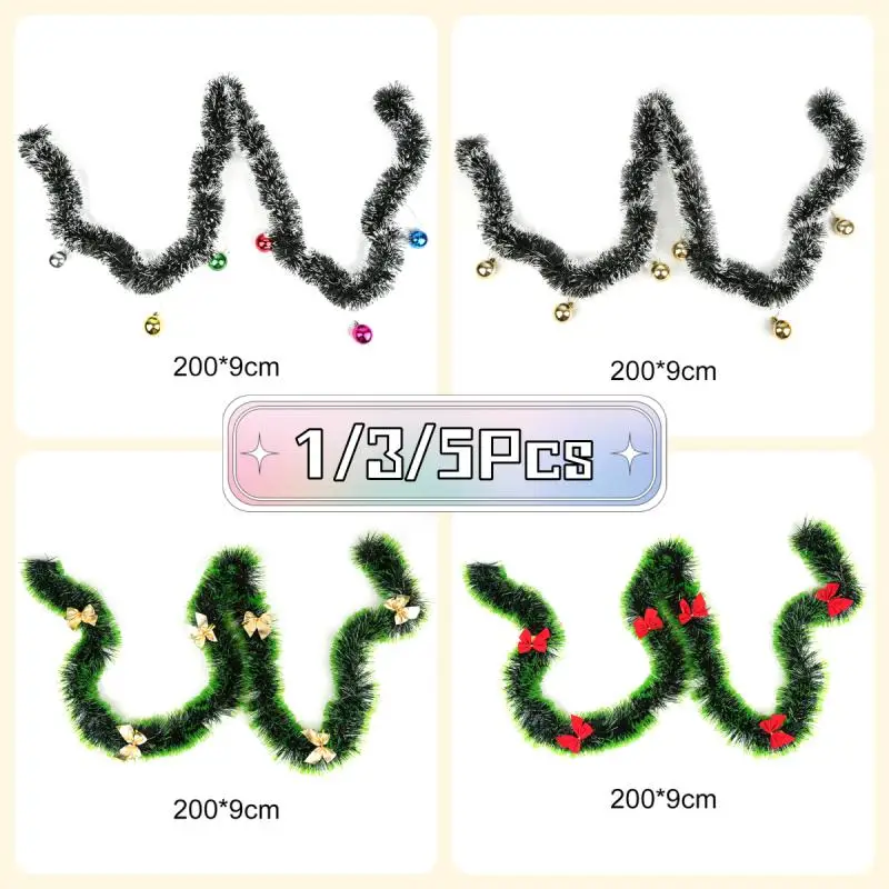 1/3/5PCS 2M Christmas Eve Decoration Bar Tops Ribbon Garland Christmas Tree Kitchen Ornaments Wedding Party Decoration Prop